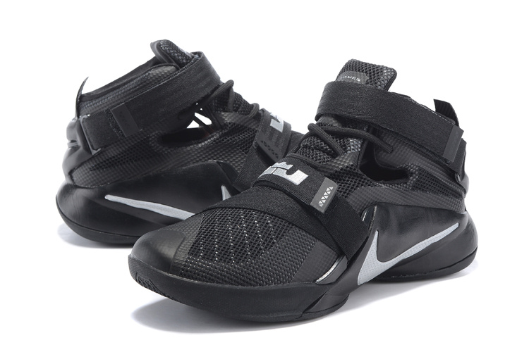Nike LeBron Solider 9 All Black Basketball Shoes - Click Image to Close